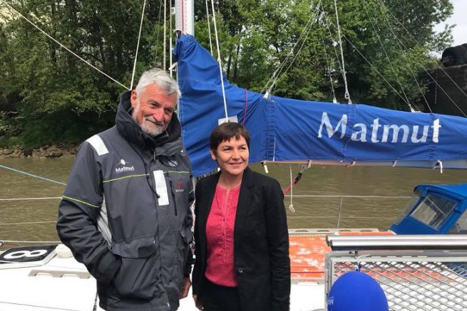Annick Girardin, la nueva Ministra del Mar, con Jean-Luc Van den Heede