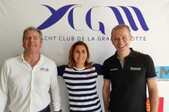 Paul Bastard, Presidente del YCGM, Aude Trabach, Directora del YCGM y Guillaume Vuillardot, Director de Suzuki Marine Activity